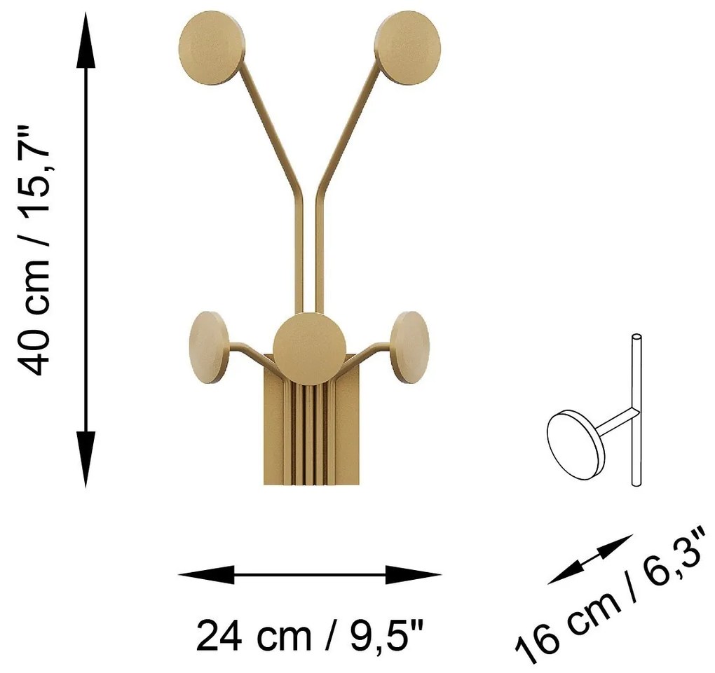 Nástěnný kovový háček Giraffe 24 cm zlatý