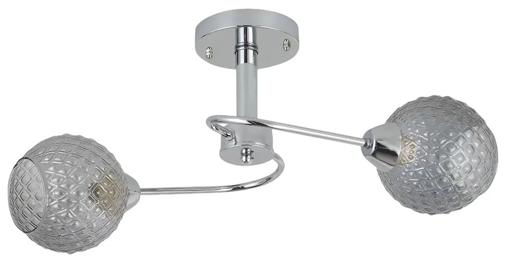 Stropné svietidlo Oakland, 2x grafitové sklenené tienidlo, ch