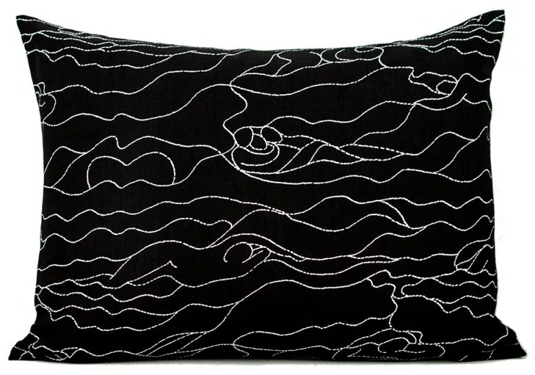 Konopná obliečka na vankúš Rakkauden meri 60x80, čierno-biela