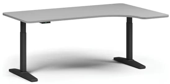 Výškovo nastaviteľný stôl, elektrický, 675-1325 mm, ľavý/pravý, doska 1800x1200 mm, čierna podnož, sivá