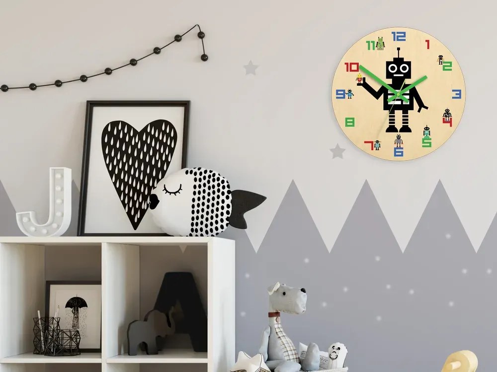 Dětské nástěnné hodiny Ami Robot 30 cm vícebarevné