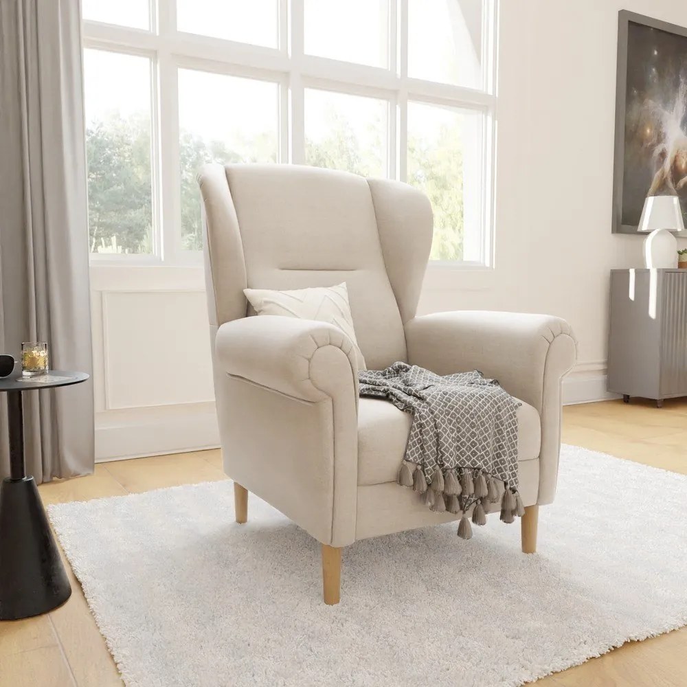 Béžové kreslo ušiak Swan – Ropez