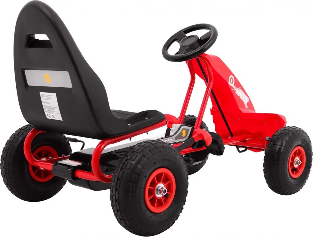 Ramiz Motokára Champion pre deti 3+ Červená + Nafukovacie pneumatiky + Nastaviteľné sedadlo + Ručná brzda
