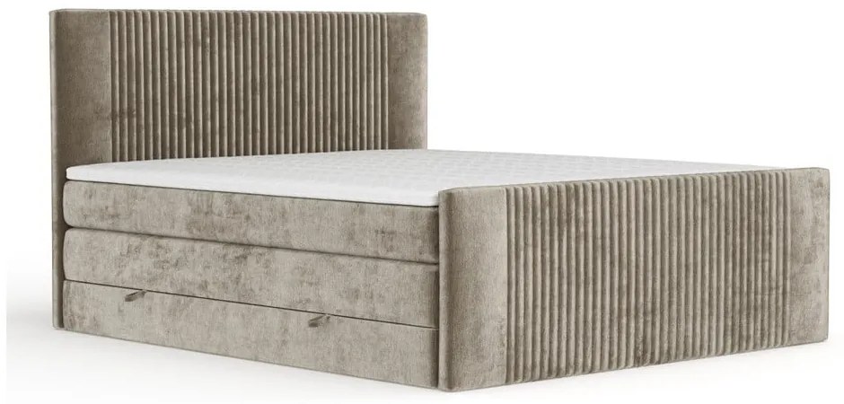 Svetlohnedá boxspring posteľ s úložným priestorom 180x200 cm Bergamo – Maison de Rêve