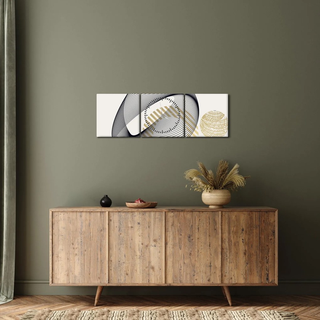 Obraz - Geometrické tvary N⁰3 (s hodinami) (90x30 cm)