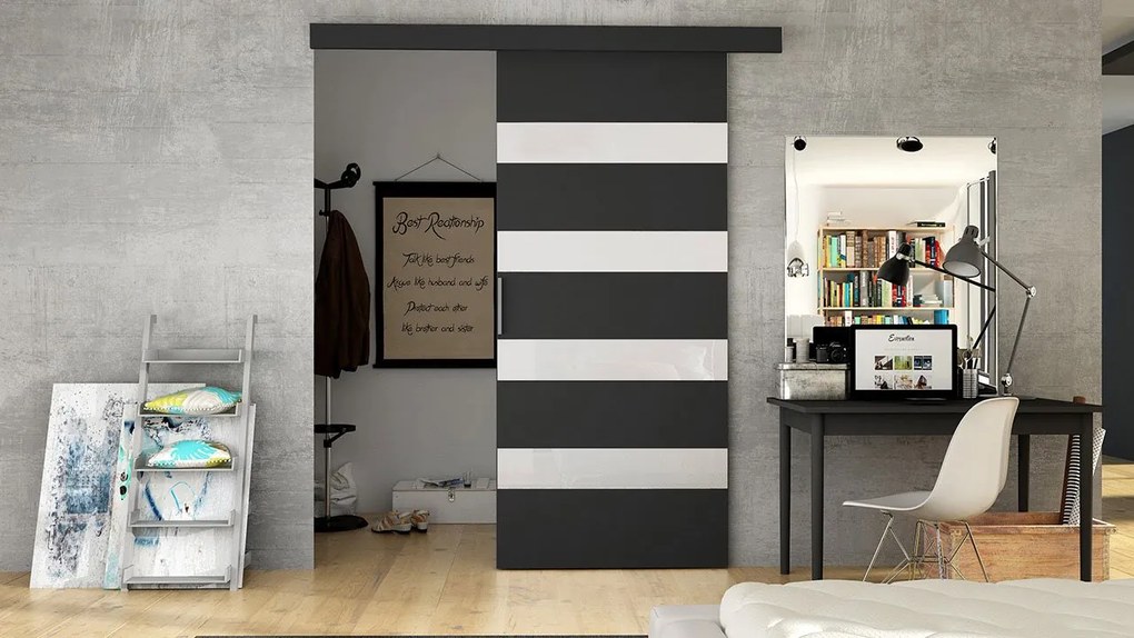 Interiérové ​​posuvné dvere Melanie 80 V, Farby: choco / čierny lacobel