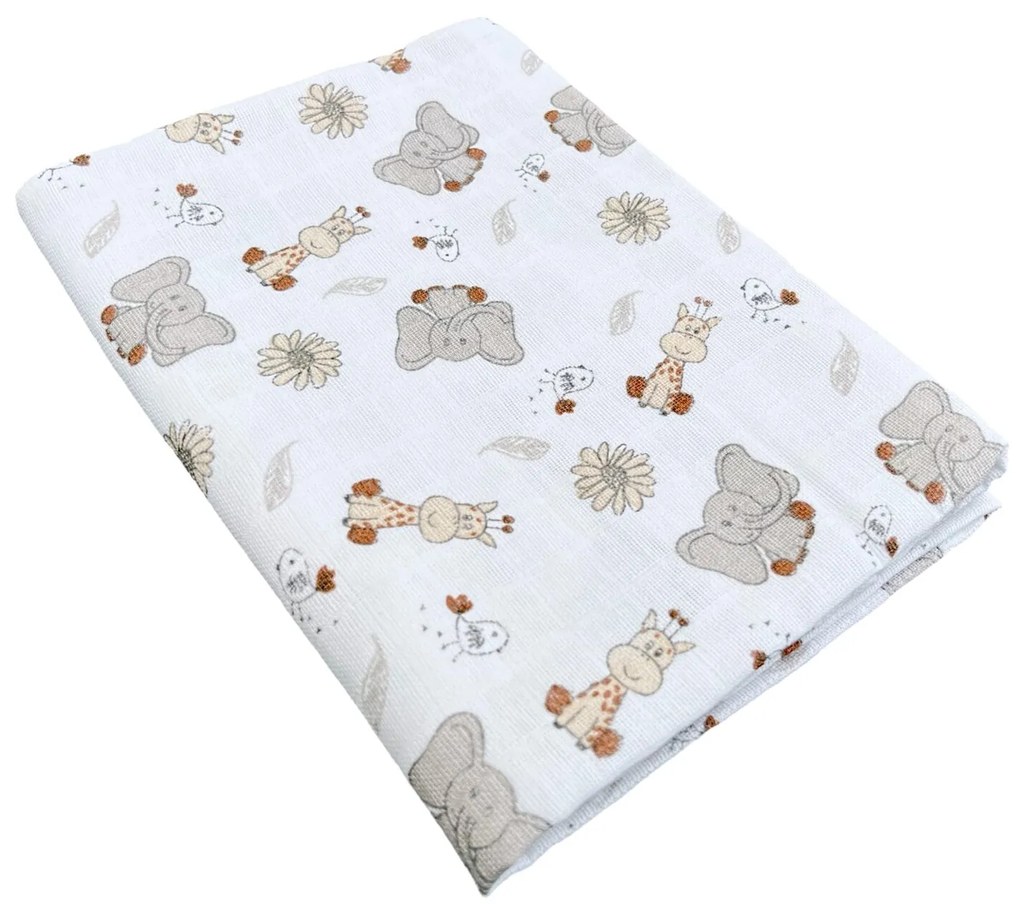 Bavlnená plienka Sloník a žirafka | 90x100