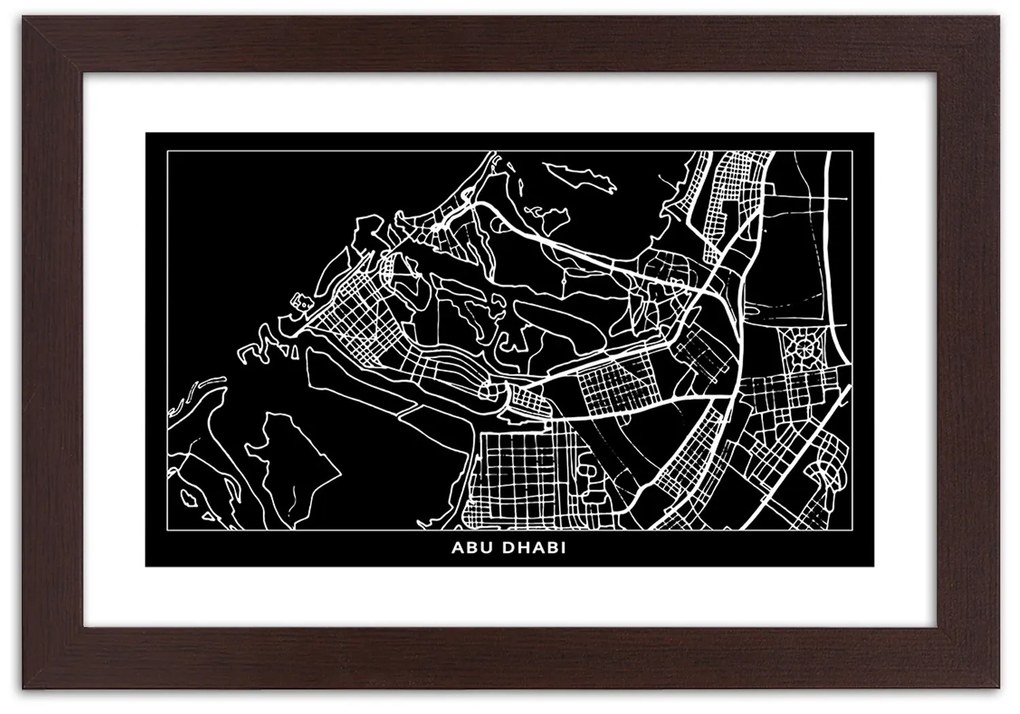 Gario Plagát City plan Abu Dhabi Farba rámu: Bez rámu, Rozmery: 30 x 20 cm