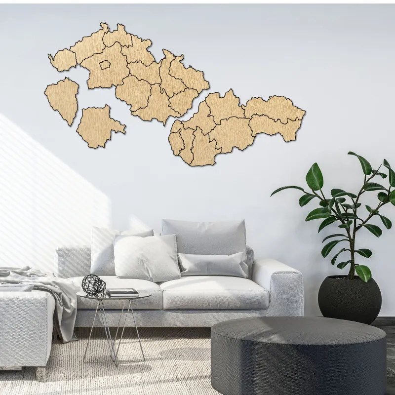 Veľká drevená mapa Slovensko a Česko | SENTOP M011