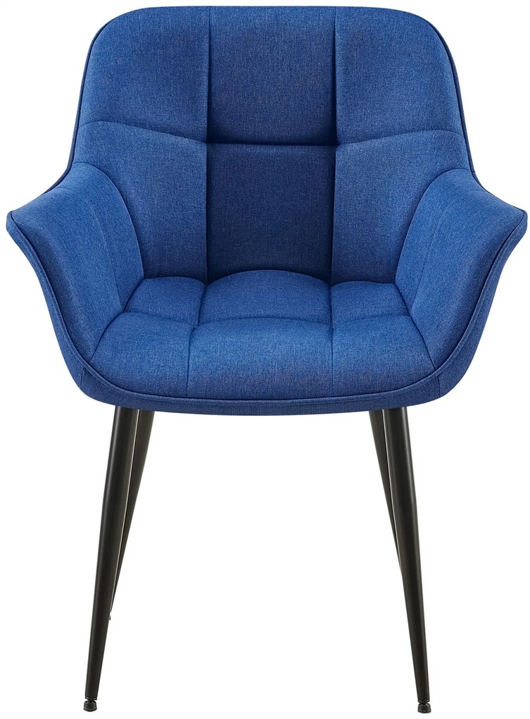 Stolička s podrúčkami Roseville - látka, nohy čierny kov - Modrá