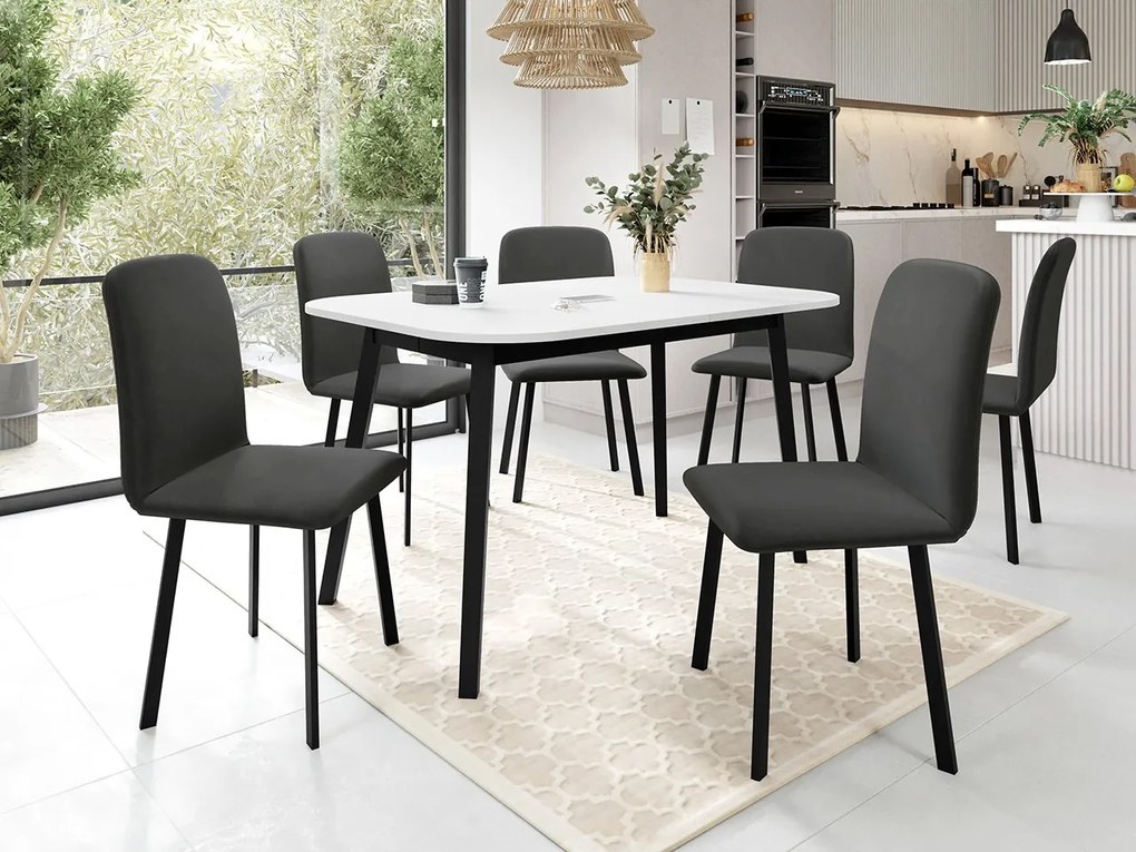 Jedálensky set so 6 stoličkami Grazpen S 130x80, Farby:: Amor Velvet 4302, Farby:: sivý mramor / čierna