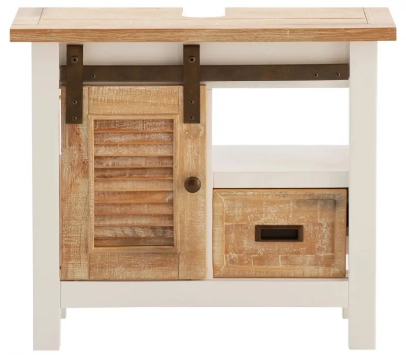 furniture-nabytek.cz - Masívna spodná skrinka pod drez Capera z borovice a MDF, lakovaná, biela/hnedá – 70×35×60 cm