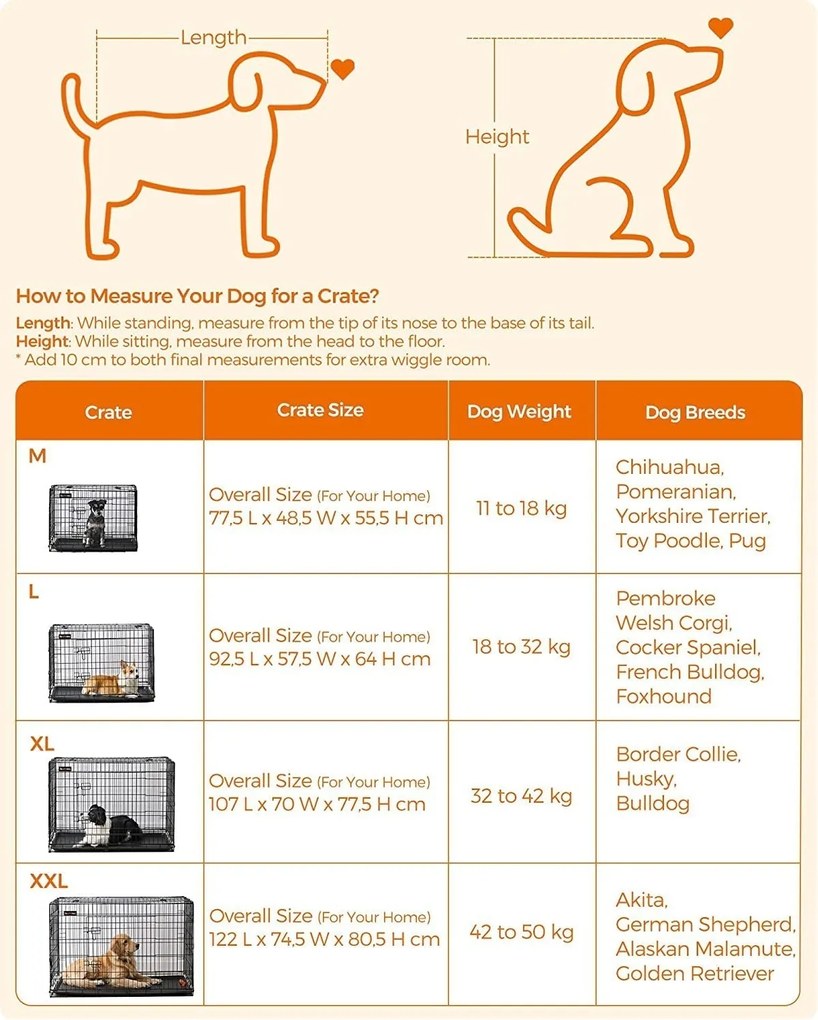 Skladacia klietka pre psa s 2 dvierkami, prepravka pre psa L, 92,5 x 57,5 x 64 cm, čierna