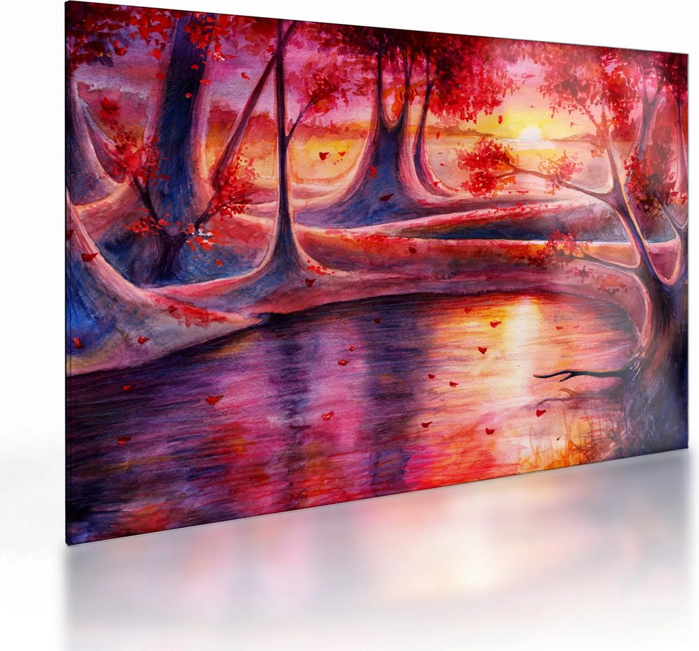 Sklenený obraz čarovného lesa (70x50 cm)