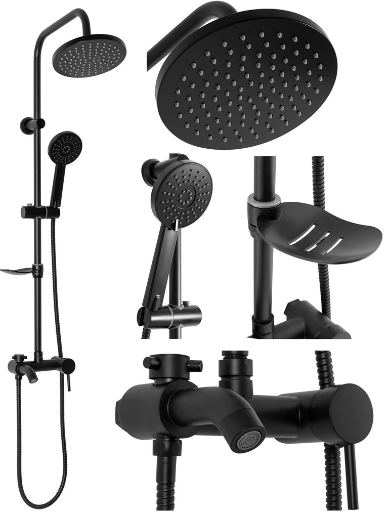 Rea Luis, sprchový set s vaňovým výtokom, čierna matná, REA-P7005