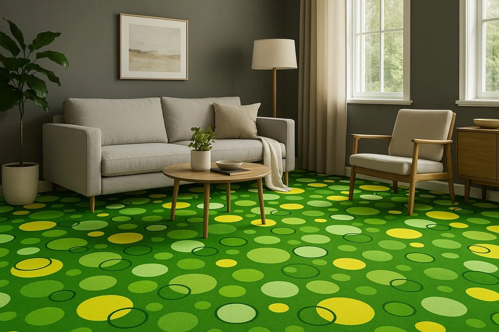 Koberec metráž Expo New 25, na mieru, šíře 4m,5m, zelená, filc, obývacia izba, Associated Weavers