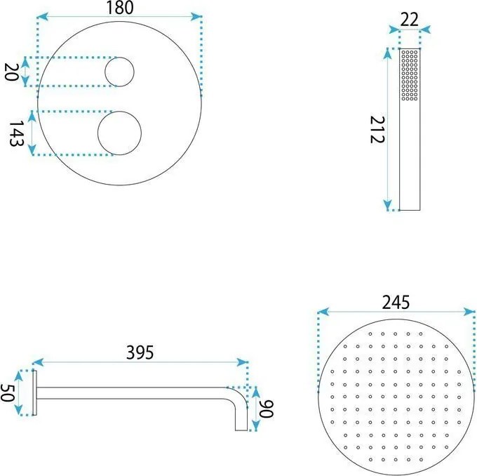 Rea Venti, podomietková sprchová súprava + BOX, medená lesklá, REA-P8712