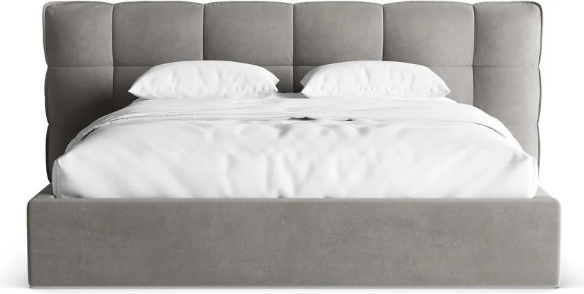 Sivá čalúnená dvojlôžková posteľ s úložným priestorom s roštom 180x200 cm Eric – Micadoni