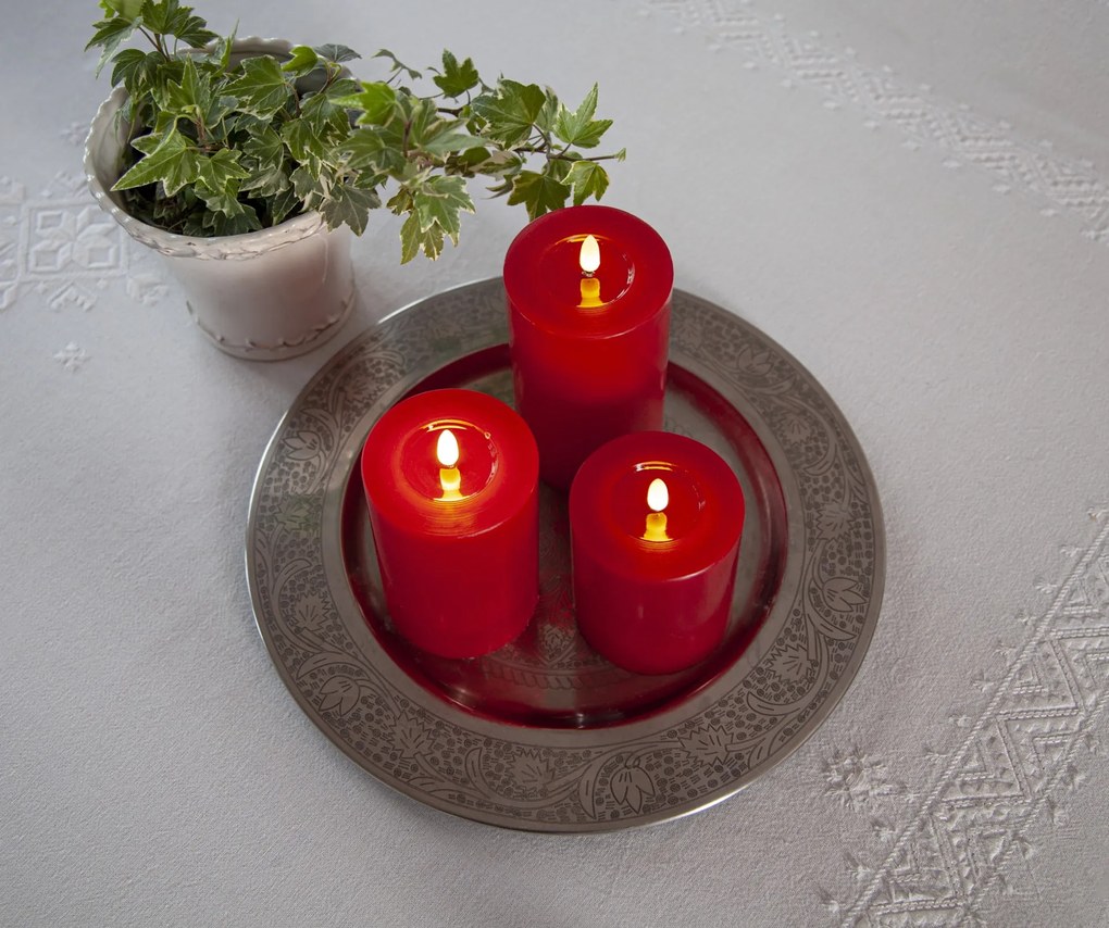 STAR TRADING LED sviečka Flamme Flow Pillar Red 17,5 cm