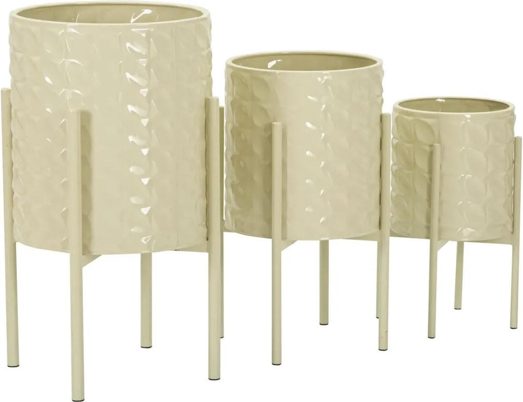 Sada 3 ks stojanů na květiny Betsy krémová