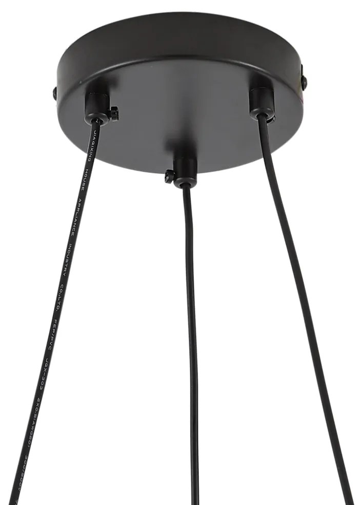 Závesná lampa čierna s dymovým a jantárovým sklom okrúhla 8-svetiel - Monaco