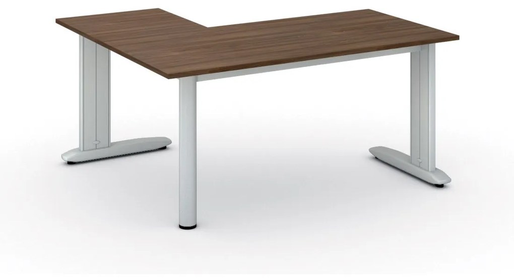 Rohový kancelársky písací stôl PRIMO FLEXIBLE 1600 x 1400 mm, orech