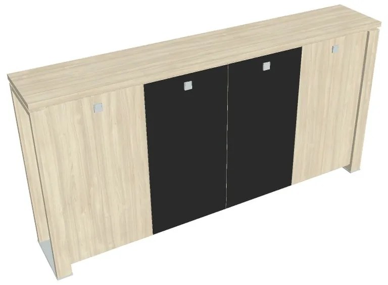 Stredná šatníková skriňa Verno+ 260 x 46 x 130 cm, kombinované dvere, agát / čierna