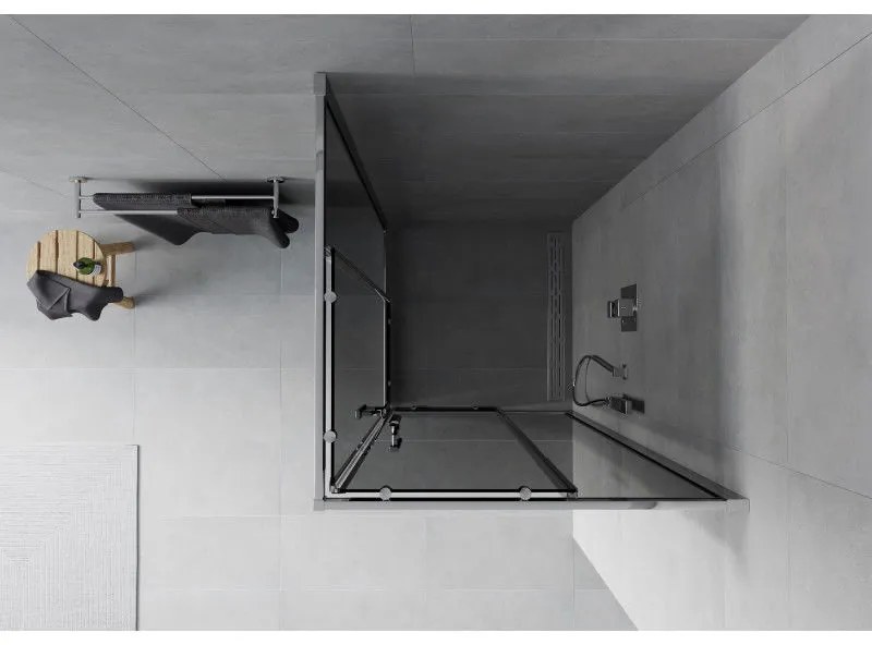 Mexen Rio, štvorcový sprchovací kút s posuvnými dverami 90(dvere) x 90(dvere) x 190 cm, 6mm šedé sklo, chrómový profil, 860-090-090-01-40