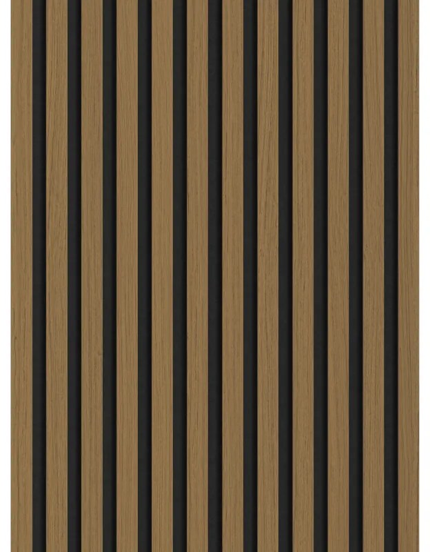 Mexen Lam-F, akustické stenové lamely 275 × 30 cm, plstený podklad 8 mm, technická dyha, teak zlatistý, S105-275307-3015-014