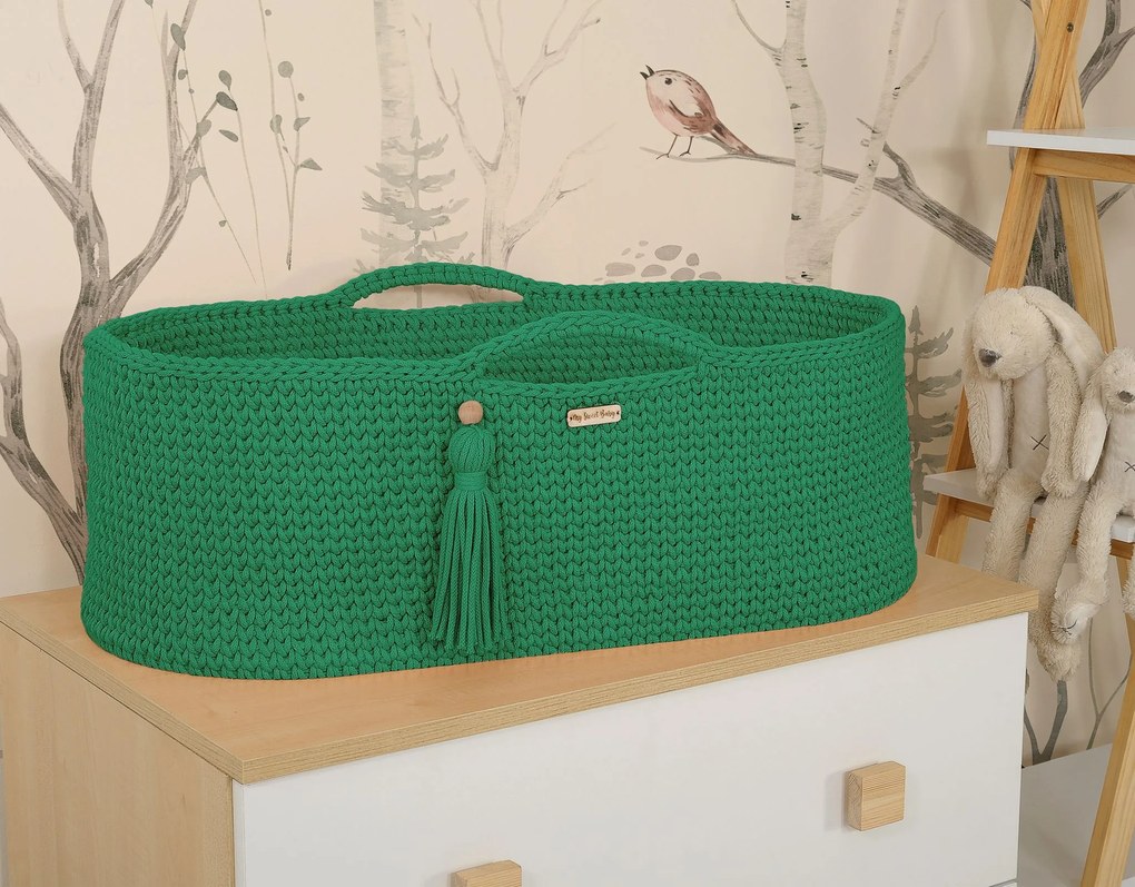 My Sweet Baby Mojžišov kôš BOHO Handmade so stojanom - zelený