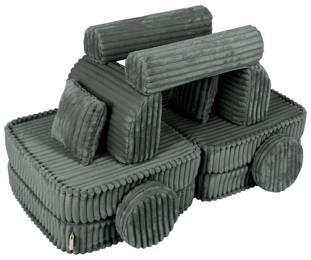 MeowBaby® Churros detská pohovka Plus, Pine Forest Green