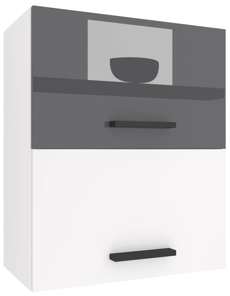 Kuchynská skrinka Belini horná 60 cm šedý lesk / biely mat INF SGP2-60/1/WT/SWT/0/B1