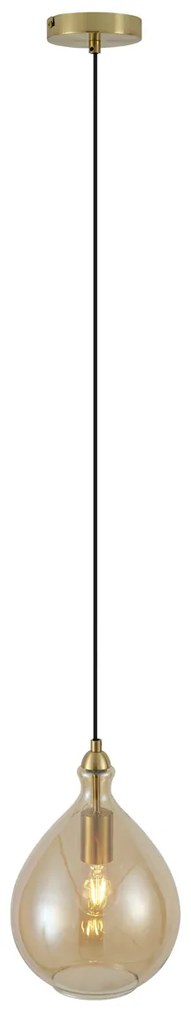 Moderné závesné svietidlo zlaté s jantárovým sklom - Traditional