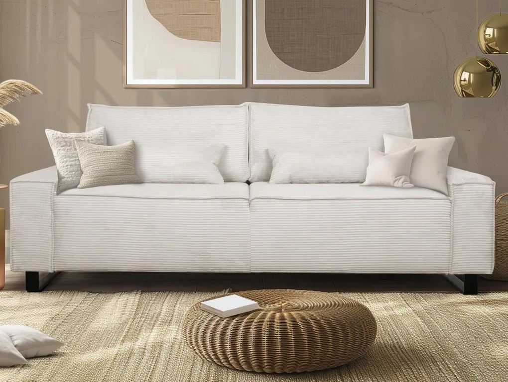 Trojmiestna pohovka Cassino, krémová štrukturovaná látka