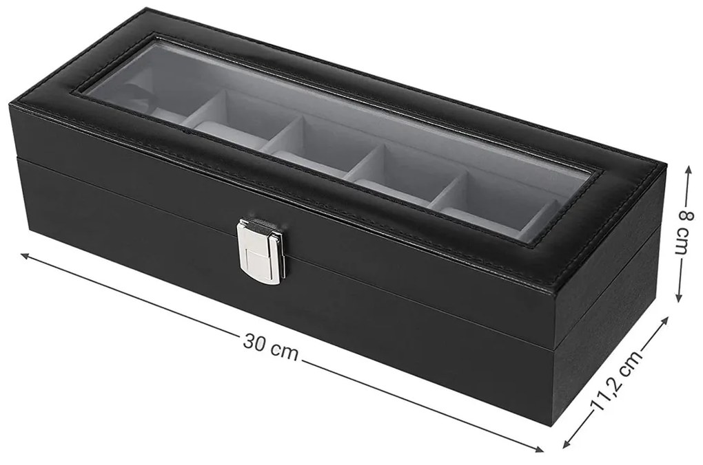 Songmics Box na hodinky Watch2, 30x8x11,2 cm, čierna/sivá