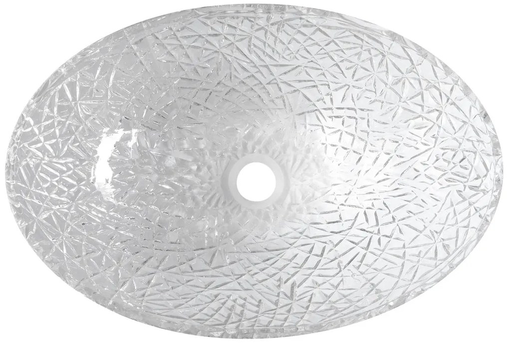 Sapho Sapho, PURUS gravírované sklenené umývadlo na dosku 50x36 cm, číre sklo, TY305CL