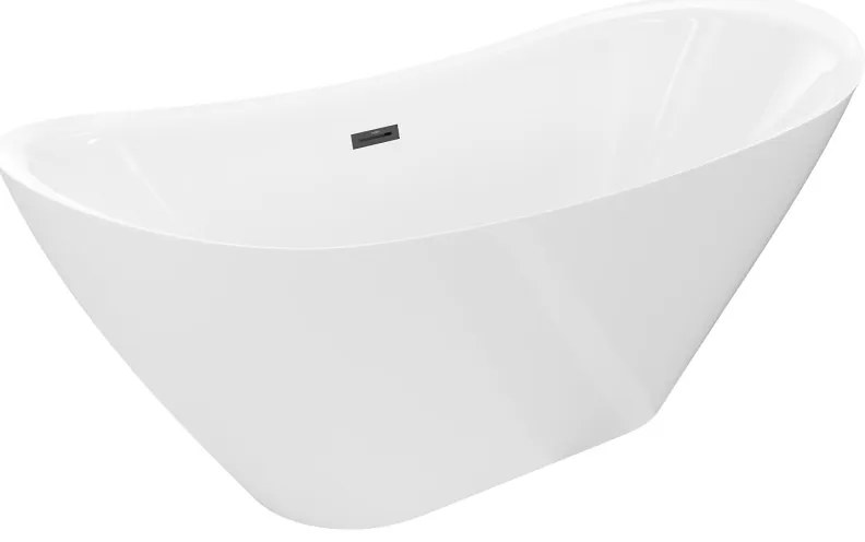 Mexen Lotos, voľne stojaca vaňa 180 x 75 cm, biela, čierny prepad, 52051807700-70
