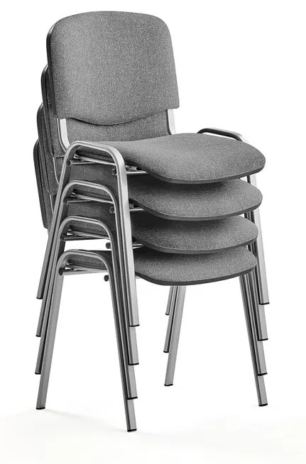 Konferenčná stolička NELSON, 4 ks, svetlošedá látka, strieborná