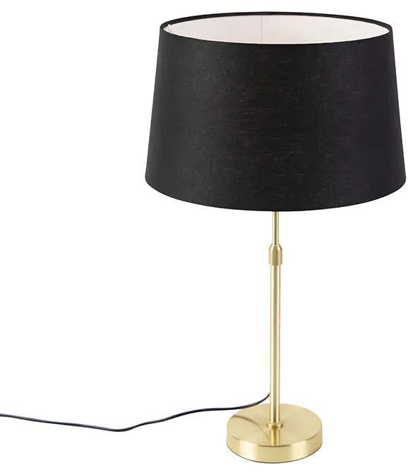 Stolná lampa zlatá/mosadzná s čiernym ľanovým tienidlom 35 cm - Parte