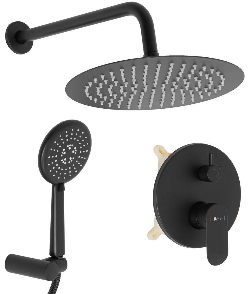 Rea Hyper, podomietkový sprchový set + BOX, čierna, REA-P2002