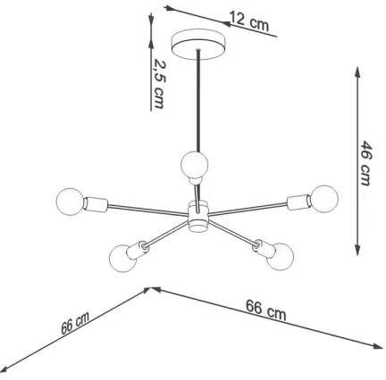 Sollux SL.1022 - Luster na tyči LANGO 5xE27/60W/230V čierna