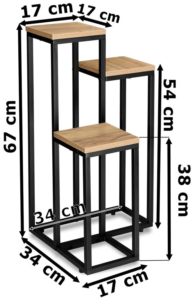 Stojan na kvety Munir čierna/dub remeselný