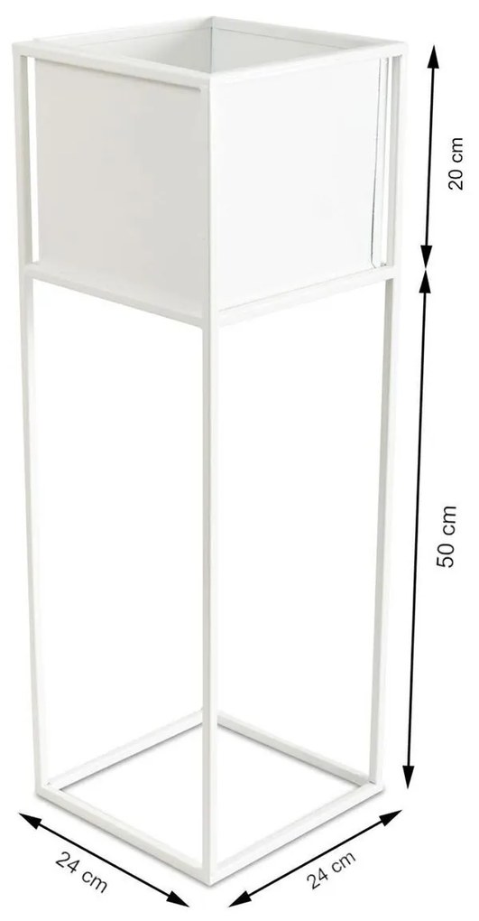 KOVOVÝ KVETINÁČ SO STOJANOM PLAIN 70X24 CM BIELA