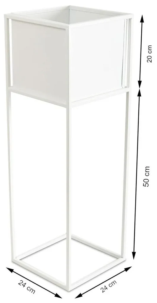KOVOVÝ KVETINÁČ SO STOJANOM PLAIN 70X24 CM BIELA