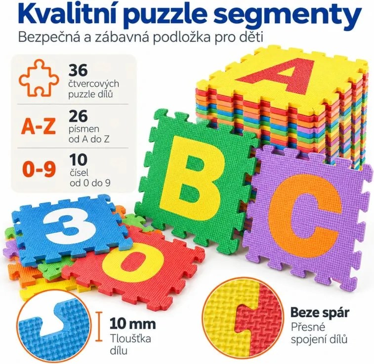 GAMES PLANET Penové puzzle čísla a písmená, 86 kusov