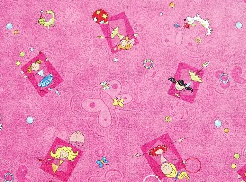 Metrážový koberec Happy / 447 růžová - Rozměr na míru s obšitím cm