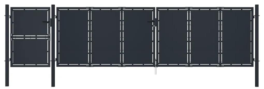 vidaXL Záhradná brána antracitová 5x1,75 m kovová