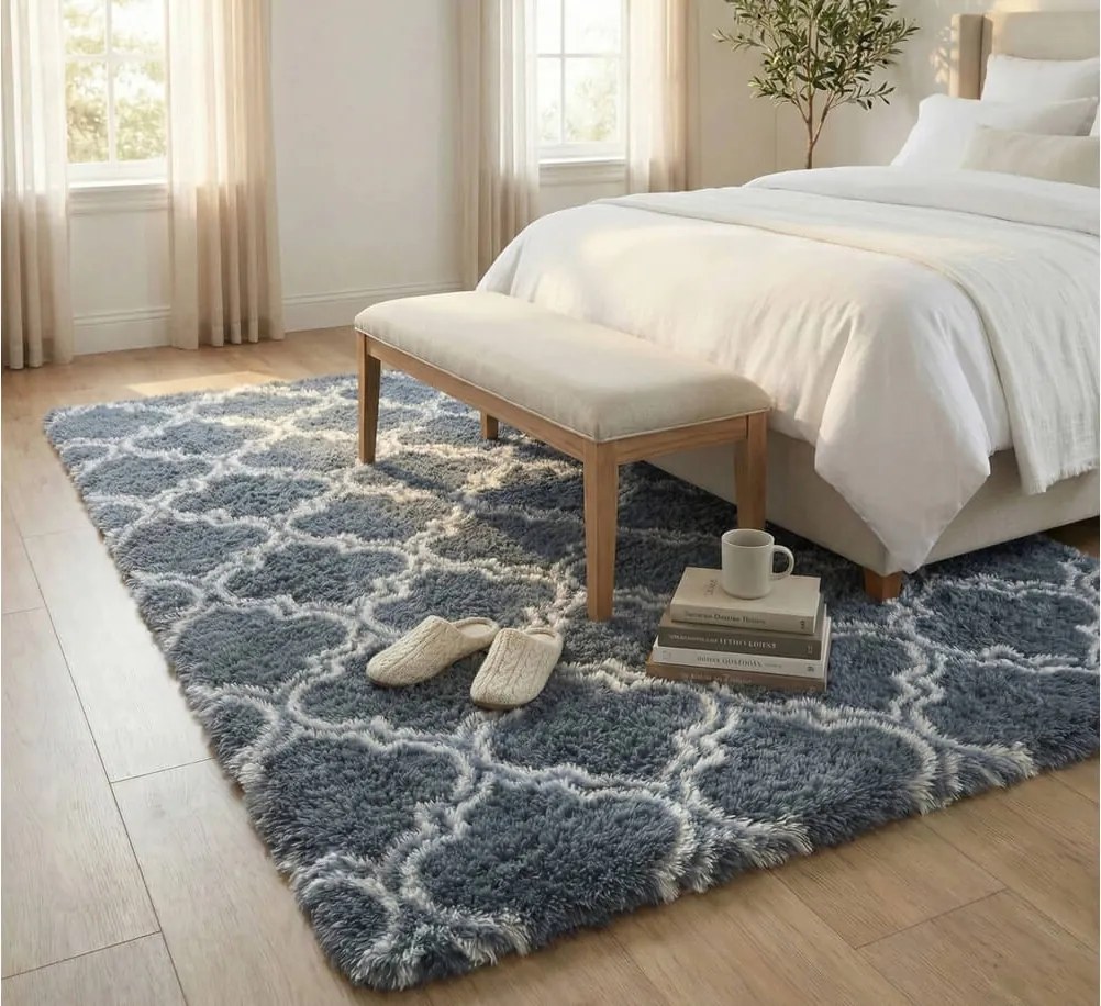 TZ Sivo-modrý vzorovaný koberec shaggy Decor Latern Rozmer: 80x150 cm