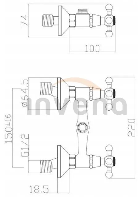 Invena Roma, sprchová batéria s ručnou sprchovou sadou, chrómová, INV-BN-21-00S-L