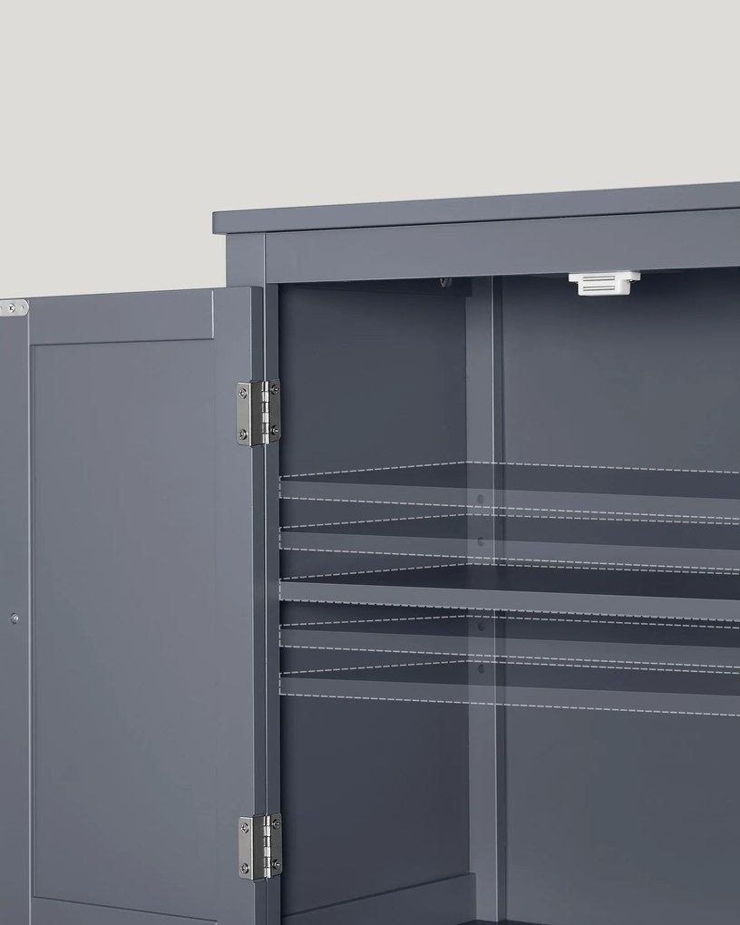 Kúpeľňová skrinka, úložná skrinka so 4 dverami, sivá farba